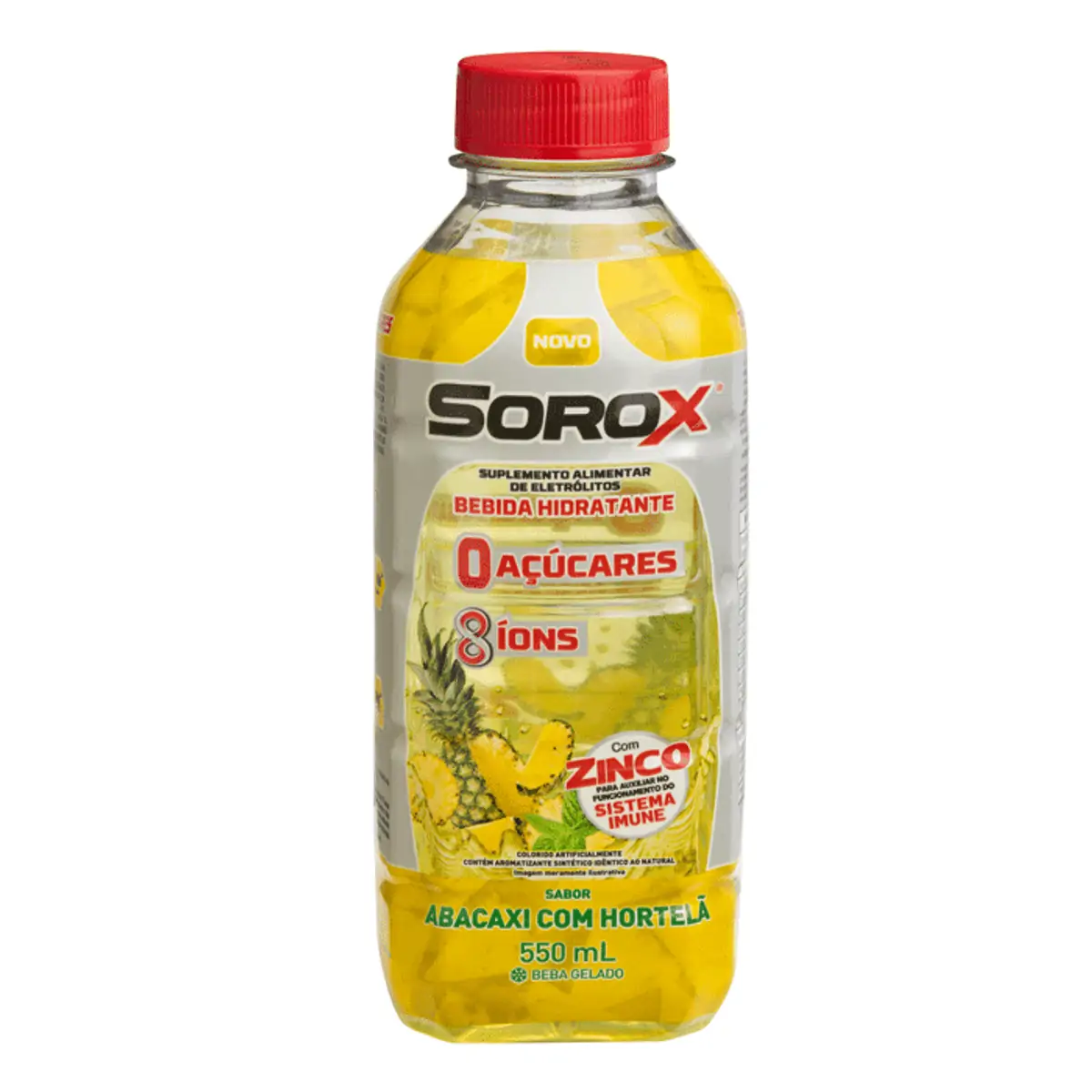 Isotônico Abacaxi Com Hortelã Zero Açúcar Sorox Frasco 550ml