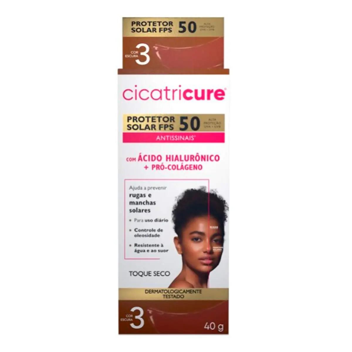 Protetor Solar Facial Cicatricure Fps 50 Antissinais Escura 40g