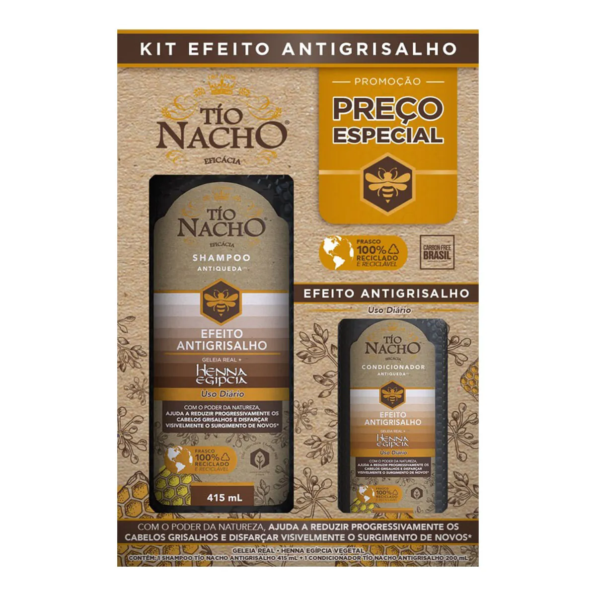 Kit Tio Nacho Antigrisalho Shampoo 415ml Condicionador 200ml