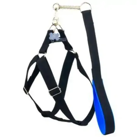 Conjunto Peitoral E Guia Speciale Gde Porte Tamanho G Preto Com Azul Gr Pet