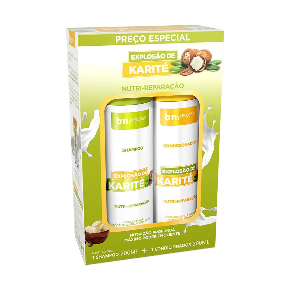Kit Duo Shampoo 200ml + Condicionador 200ml Explosão de Karité bn.Cachos