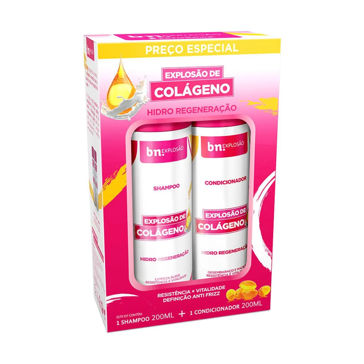 Kit Duo Shampoo 200ml + Condicionador 200ml Explosão de Colágeno bn.Cachos