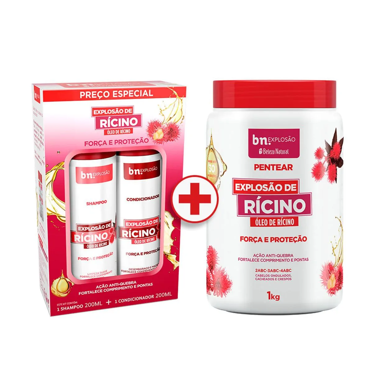 Kit Duo Shampoo 200ml + Condicionador 200ml Explosão de Rícino bn.Cachos