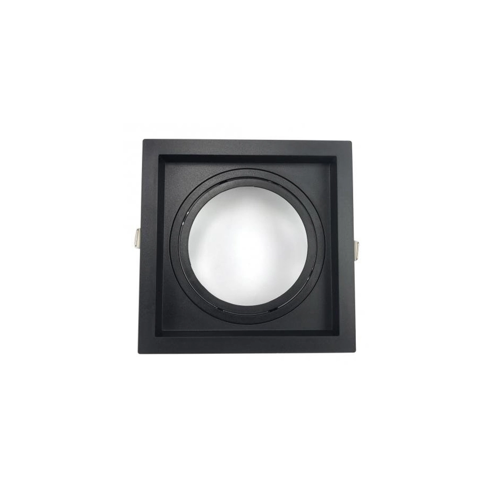 Spot De Embutir Conecta Ar111 Quadrado Recuado Preto 17cm Evoled