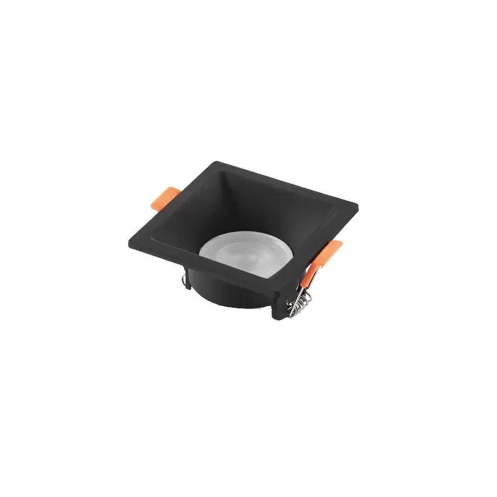 Spot De Embutir Mr16 Dicroica Quadrado Recuado Preto 9cm Evoled