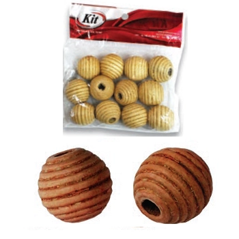 Conta Madeira Desenhada 20mm Yw409 Cafe Atacado Pct C/12 Kit