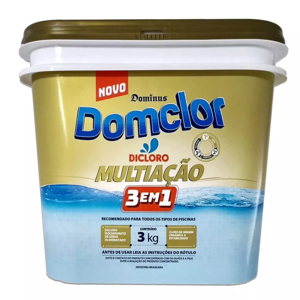 Cloro Piscina Dicloro Multiação 3 Em 1 - 3kg - Domclor