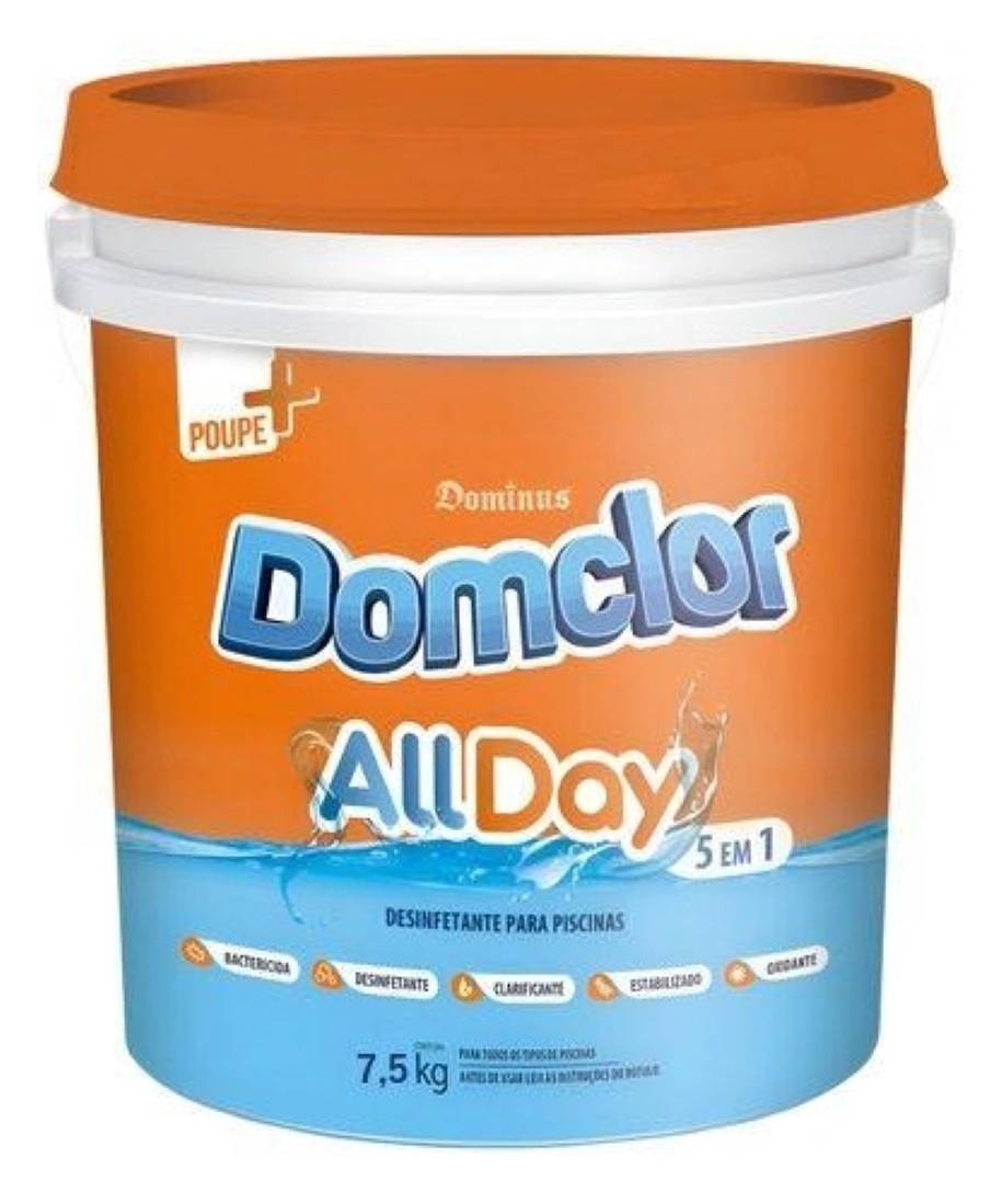 Balde De Cloro Para Piscina 5 Em 1 Allday 7 5kg - Domclor