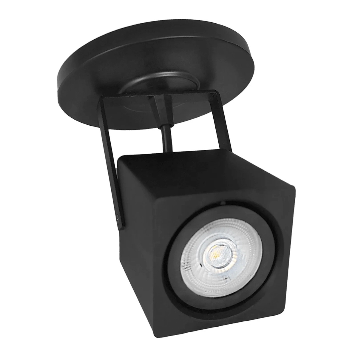 Spot Sobrepor Quadrado Direcionável Gu10 C/ Canopla Preto