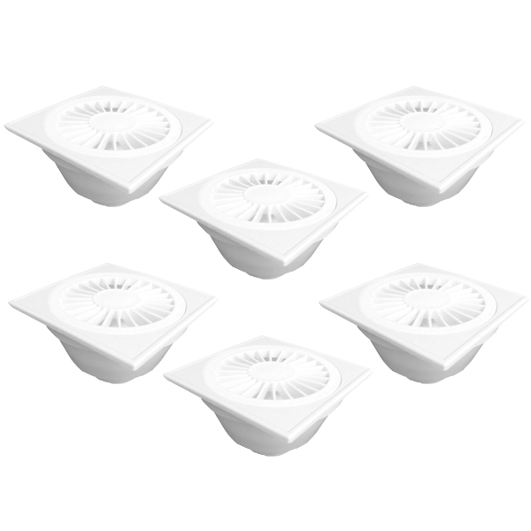 Ralo Sifonado Quadrado 100x40mm PVC Pack Com 6 Peças Plastilit