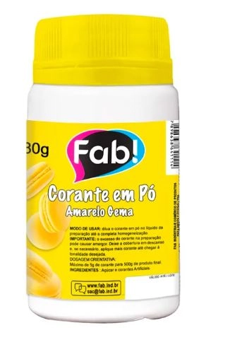 Corante Po Amarelo Gema 80g Fab