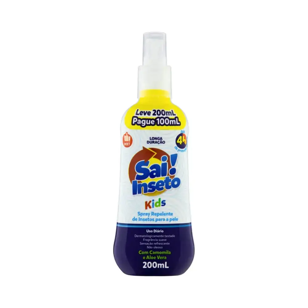 Repelente Spray Suave Sai Inseto Kids Frasco Leve 200ml Pague 100ml
