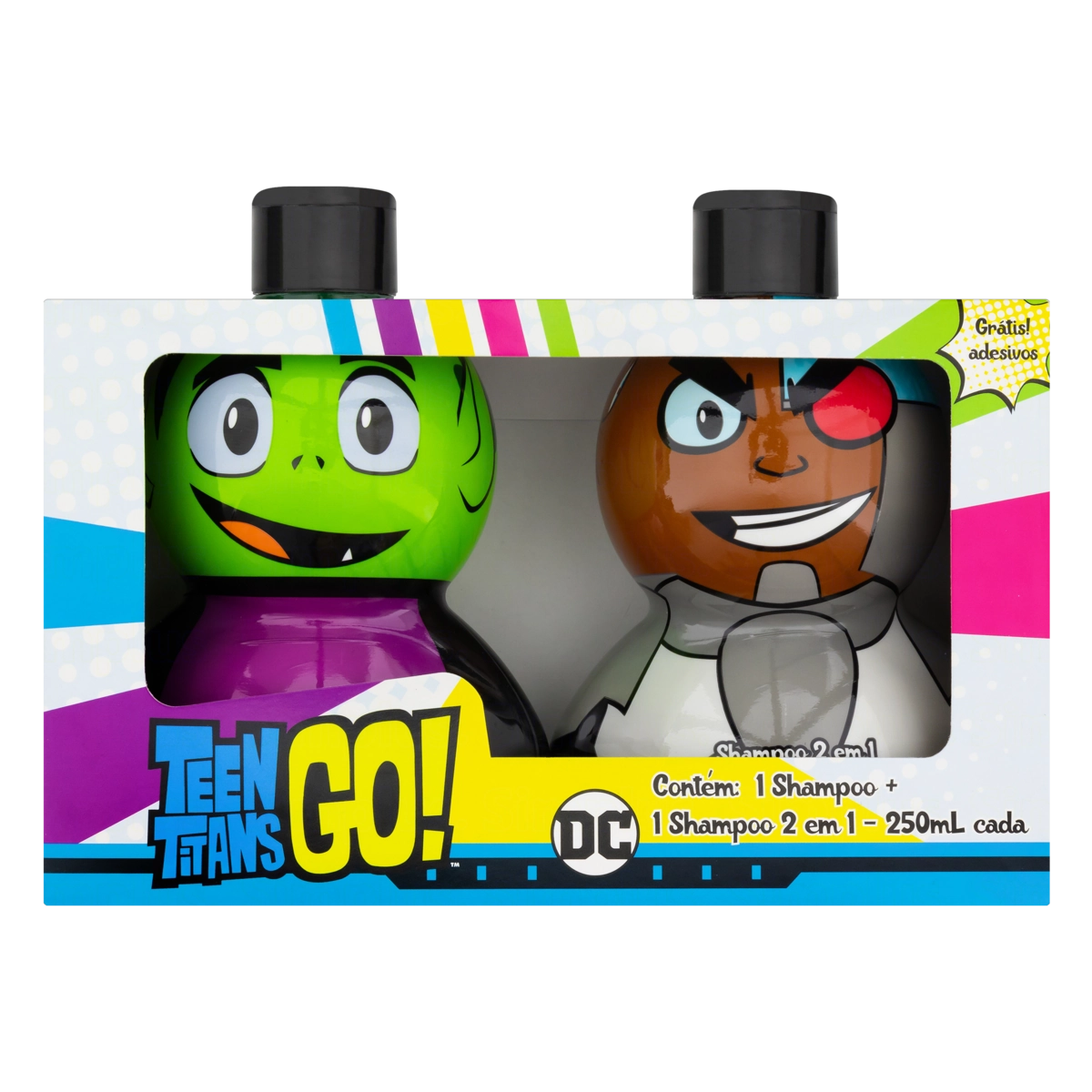 Kit Shampoo Shampoo 2 Em 1 Teen Titans Go Nutriex Marcas 250ml Cada Grátis Adesivos