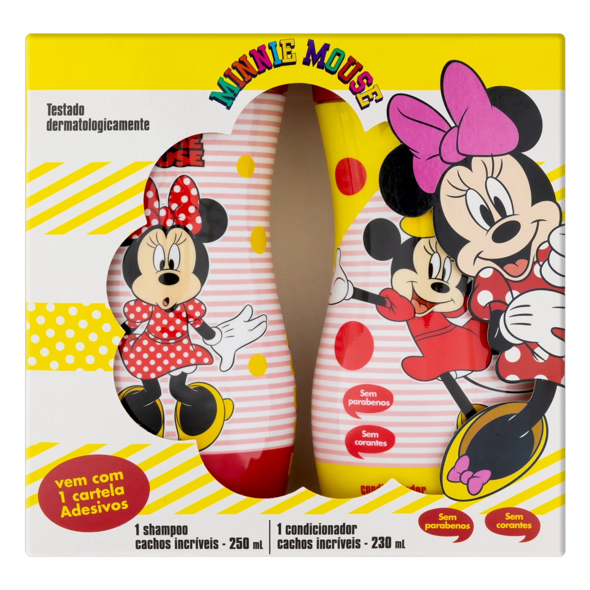 Kit Shampoo 250ml Condicionador 230ml Infantil Minnie Mouse Nutriex Marcas Cachos Incríveis Grátis C