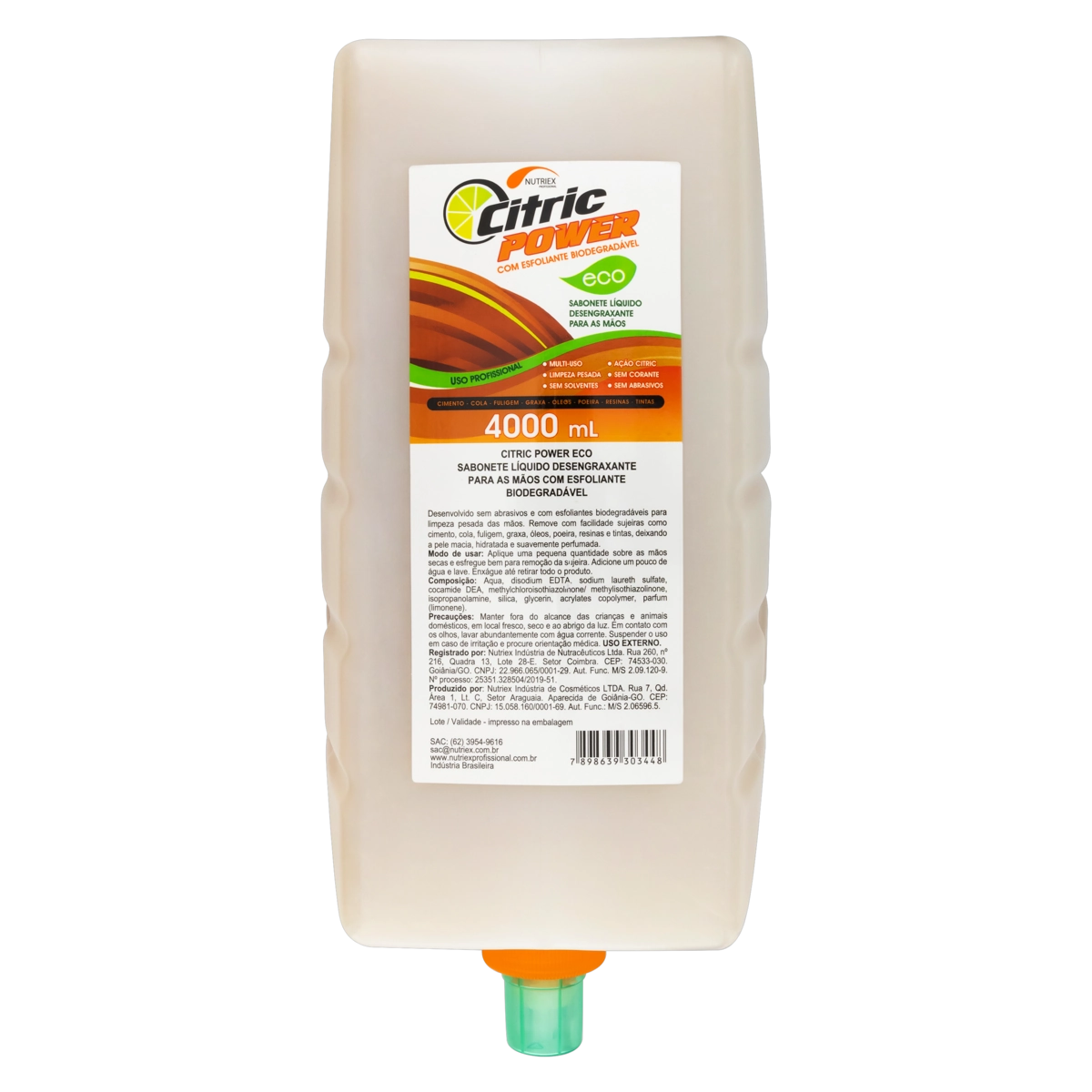 Sabonete Líquido Para As Mãos Desengraxante Com Esfoliante Citric Power Eco 4000ml