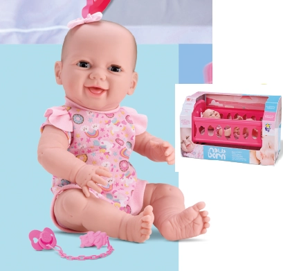 Boneca New Born Diver Com Bercinho e Chupeta - Divertoys