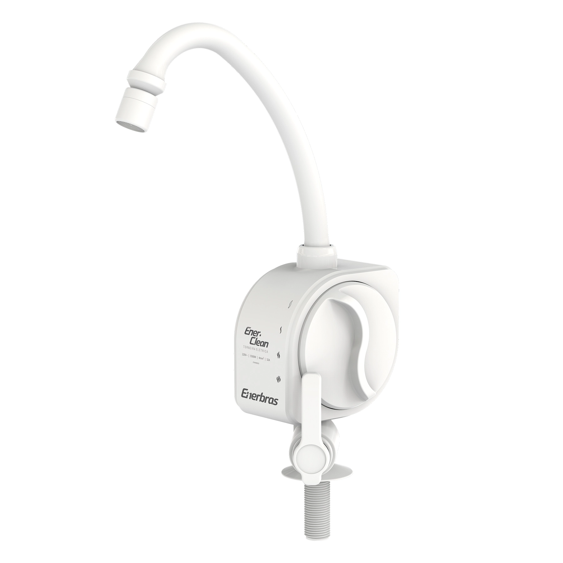 Torneira Elétrica de Pia para Cozinha com Bica Alta Articulável Branco 220V Enerclean Enerbrás