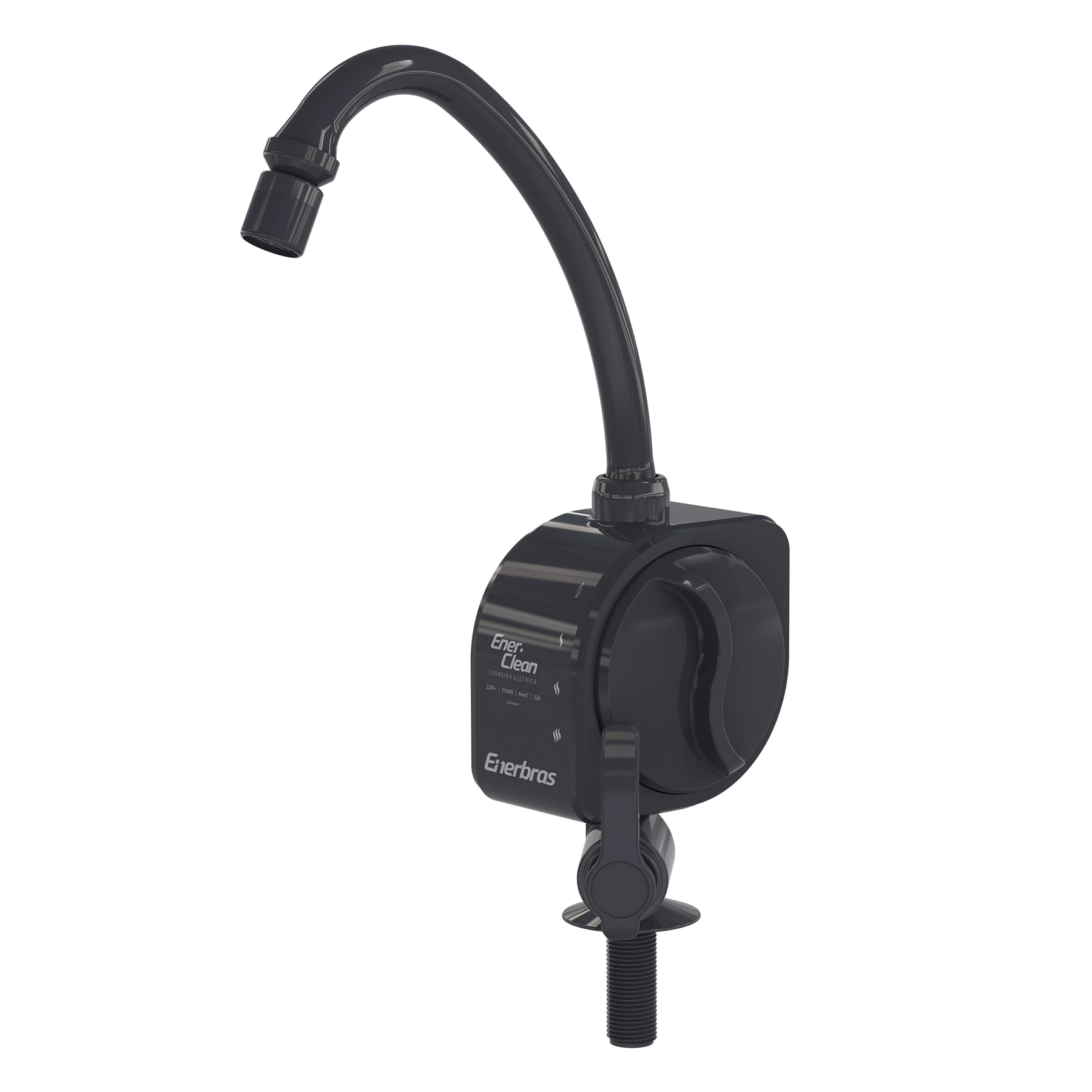 Torneira Elétrica de Pia para Cozinha com Bica Alta Articulável Preto 220V Enerclean Enerbrás