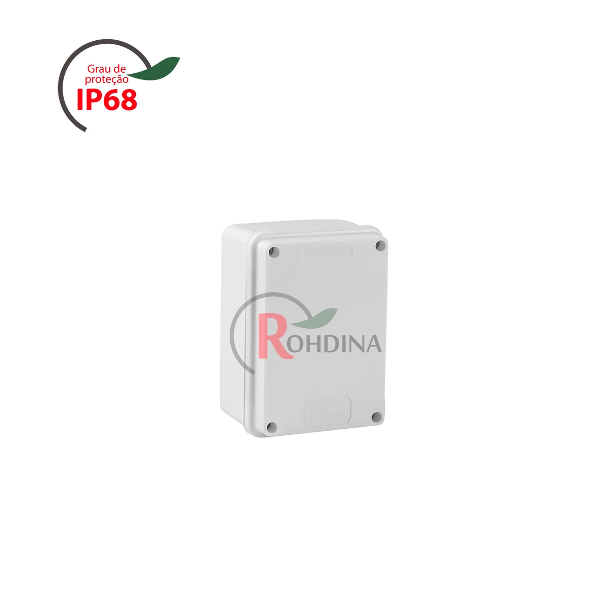 Caixa Rohdbox 130x90x70mm Branco Tampa Opaca Ip 68 Eco - Rohdina