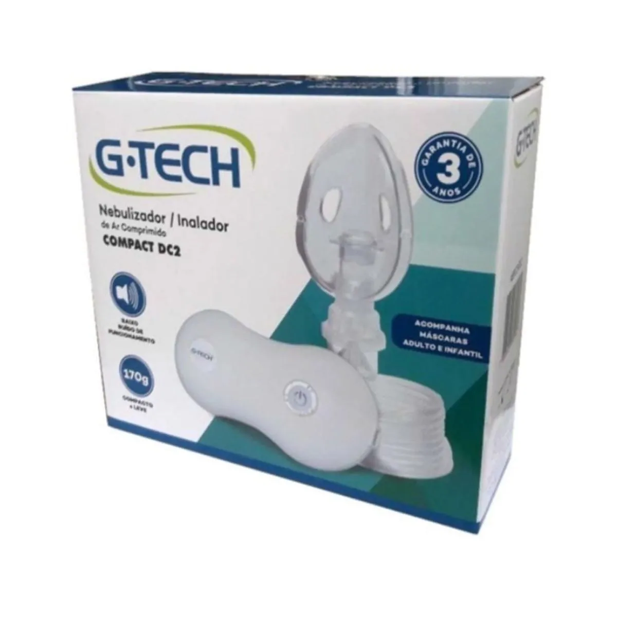 Nebulizador compressor G-Tech Compact DC2 branco 100V/240V - 1 unidade