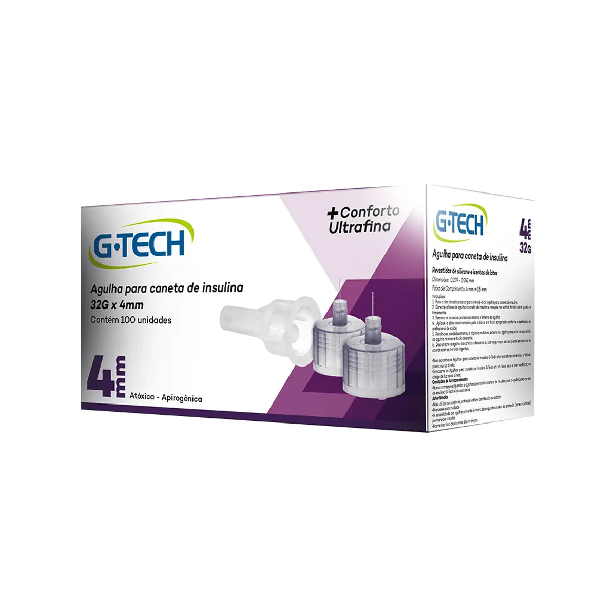 Agulha Caneta Insulina G-Tech - 4mm - 32G - unidade