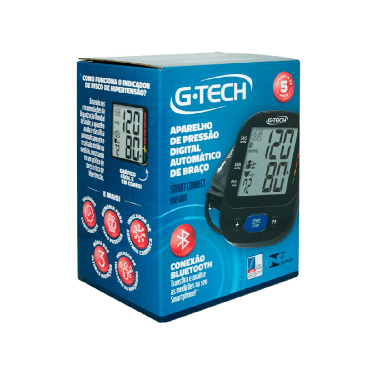 Aparelho de pressão digital automático de braço G-Tech Smart Connect LA850BT