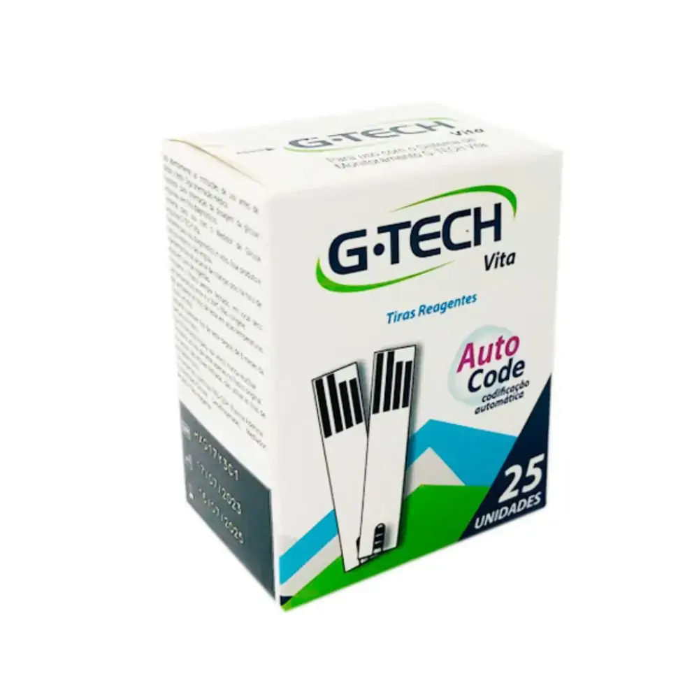 Tiras Para Teste De Glicemia Cor Branco G Tech Vita 20un