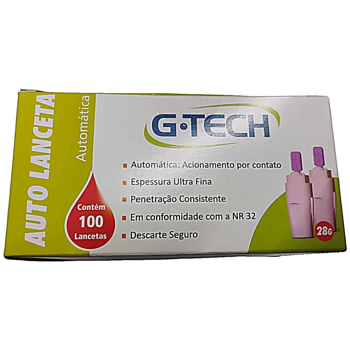 Auto Lanceta Automática G-Tech 28G - 100 unidades