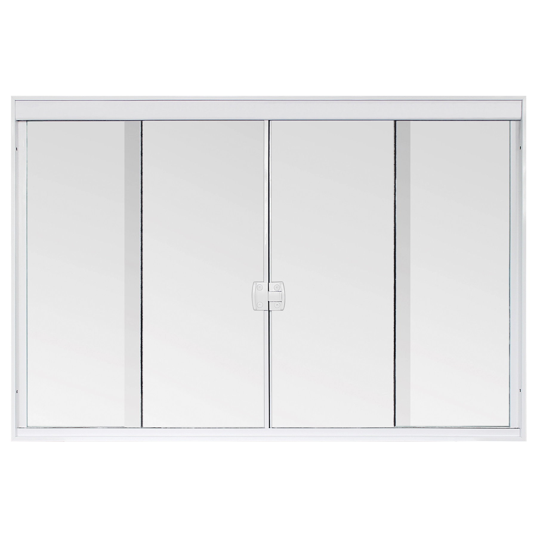 Janela de Alumínio de Correr 4 Folhas 100x150cm com Vidro 8mm Temperado Temperclean TP Clean Branca