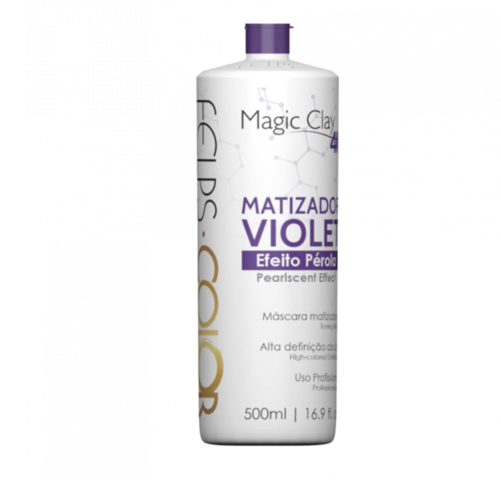 Felps Professional Color Magic Clay 4K - Máscara Matizadora Violet Efeito Pérola 500ml