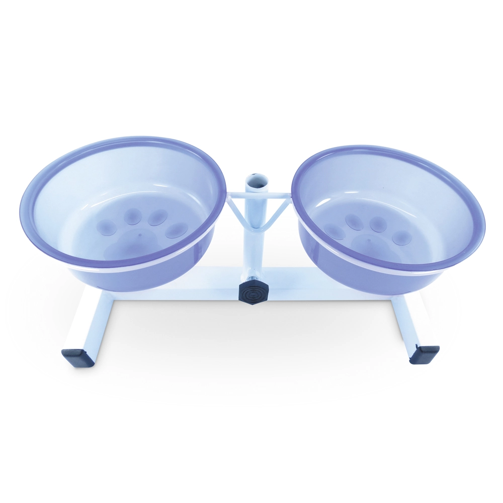 Comedouro Duplo Regulavel Tigelas Gde Azul