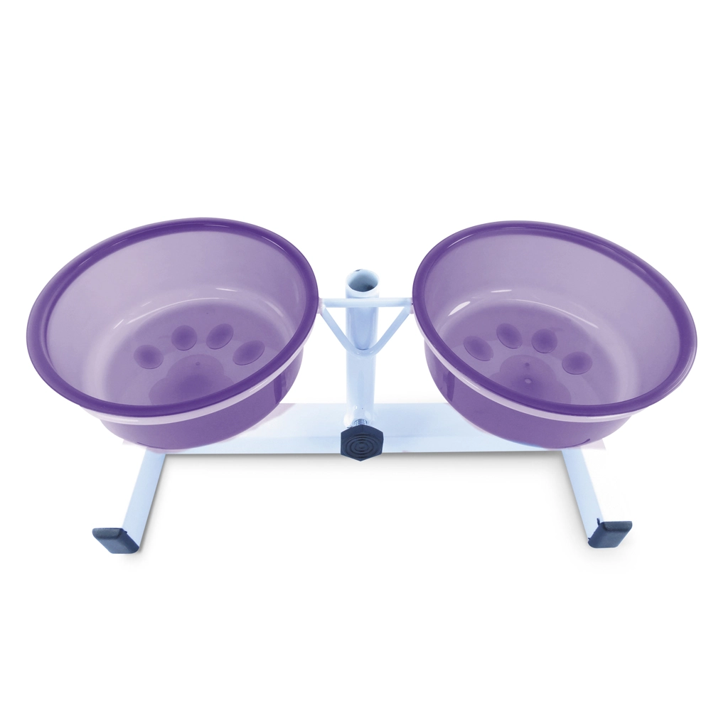 Comedouro Duplo Regulavel Tigelas Gde Lilas