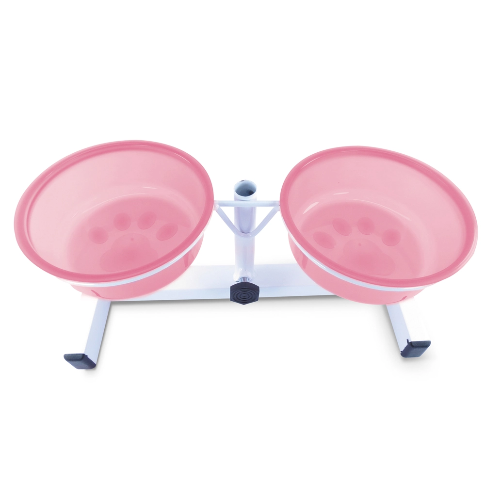 Comedouro Duplo Reg Tigela Med Rosa