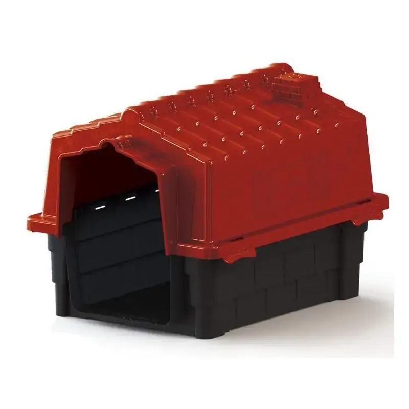 Casa Dog House Evolution Vermelha Para Cães N3 Pet Injet Un