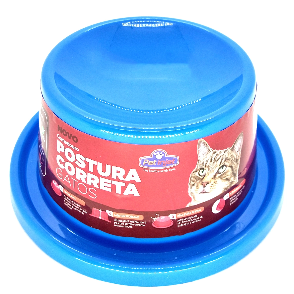 Pet Injet Comedouro Postura Correta Gato Azul
