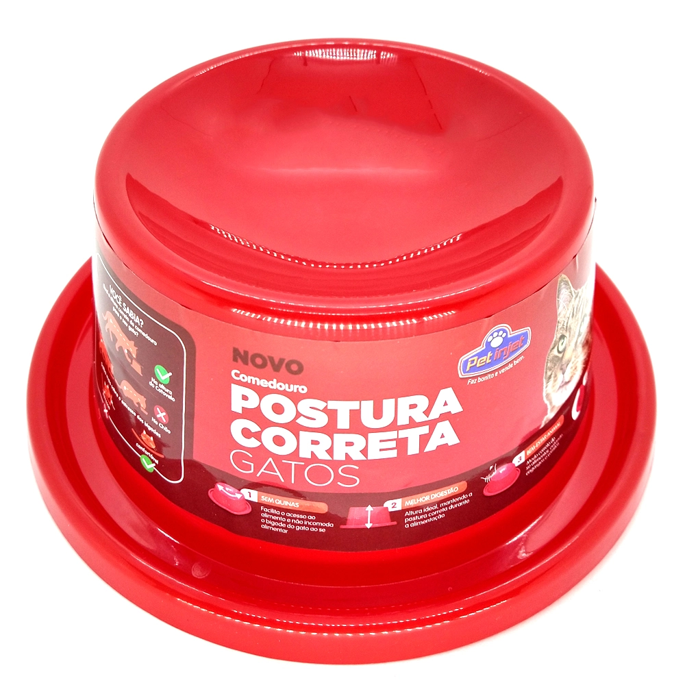 Comedouro Postura Correta Gato Vermelho