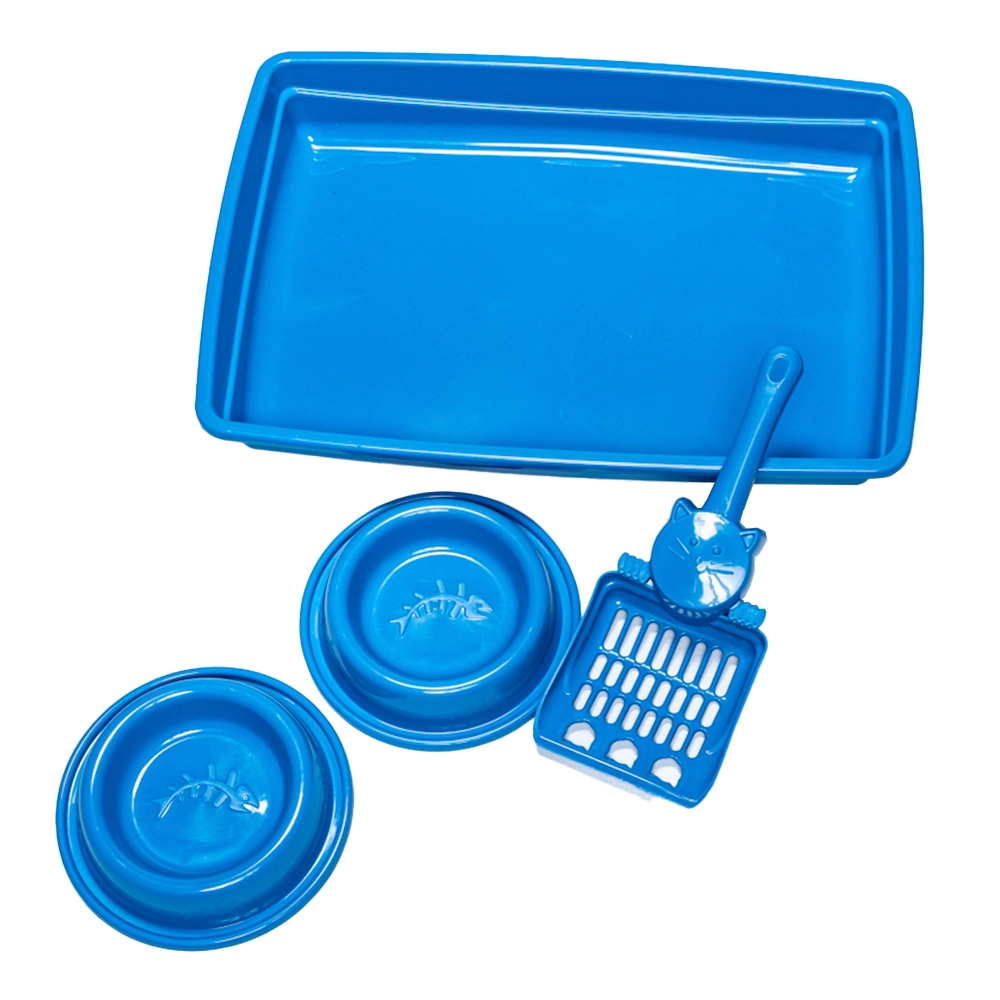 Kit De Bandeja Pet Injet Pop 4x1 Azul Para Gatos