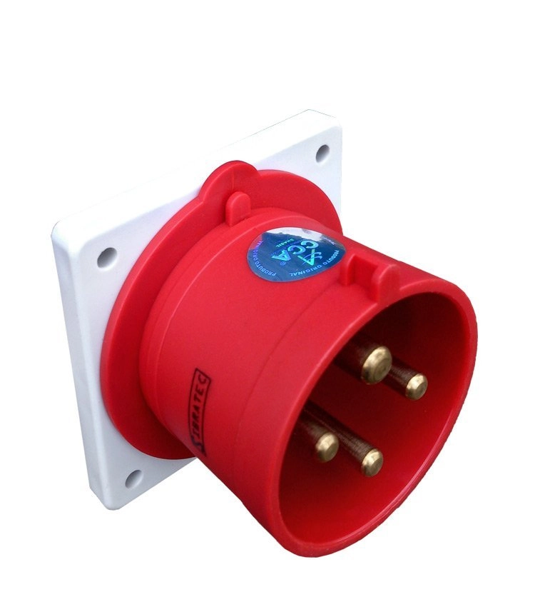Plugue De Embutir Industrial 380vca Vermelho 32a 6h 3p+n+t