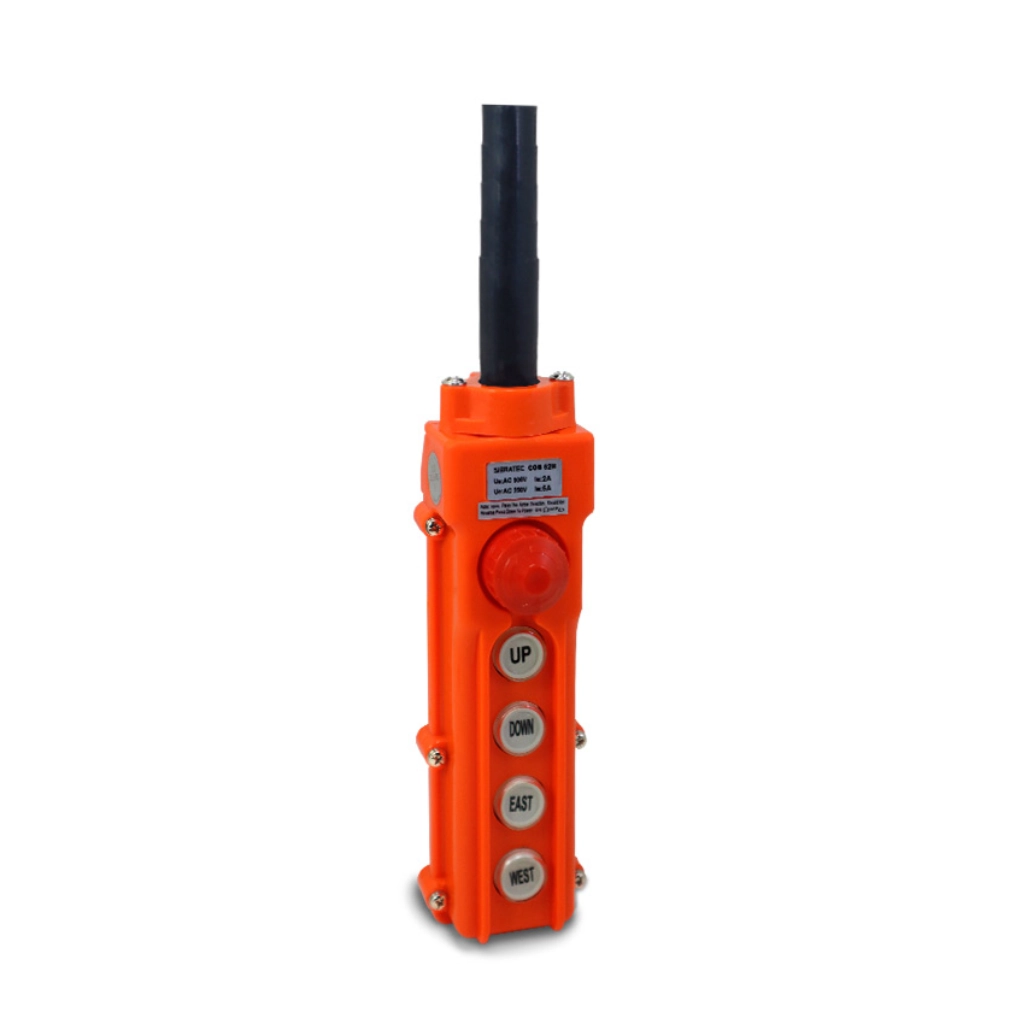 Botoeira Industrial Para Talha Cob62h | 4 Botões + Botão De Emergência