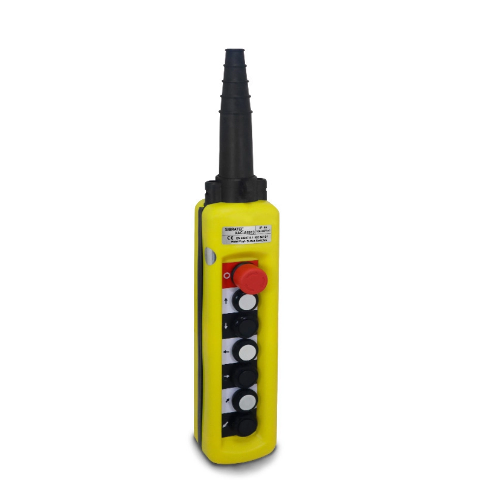 Botoeira Industrial Reforçada Para Talha Xac A6713 | 6 Botões + Botão De Emergência