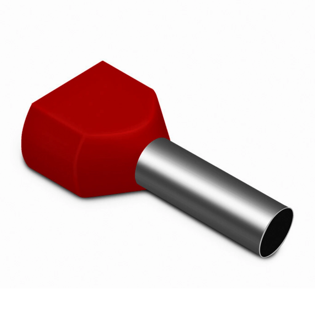 Kit Terminal Pré-isolado Tubular Duplo 1mm² | Vermelho | 100 Peças