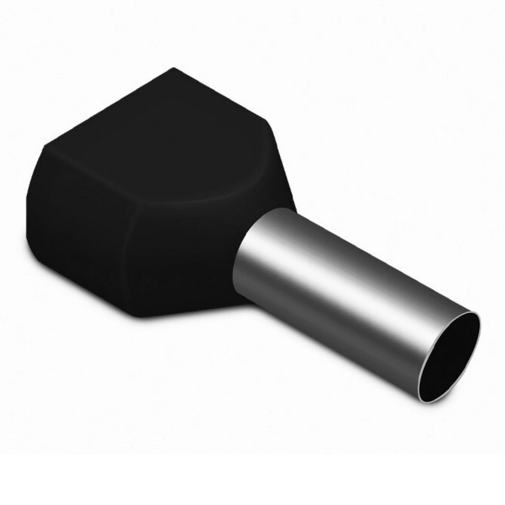 Kit Terminal Pré-isolado Tubular Duplo 1,5mm² | Preto | 100 Peças