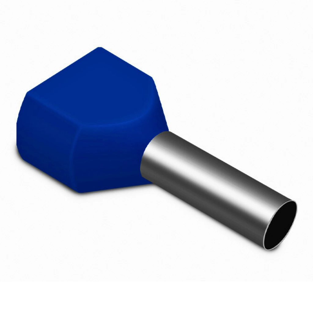 Kit Terminal Pré-isolado Tubular Duplo 2,5mm² | Azul | 100 Peças