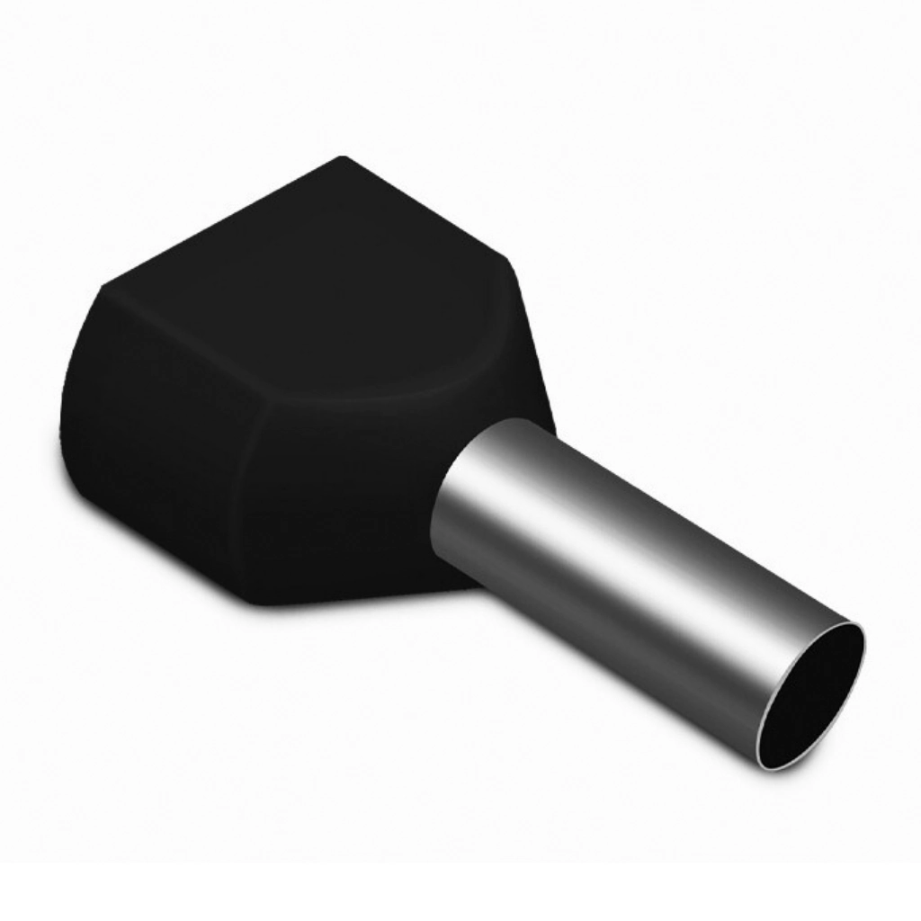 Kit Terminal Pré-isolado Tubular Duplo 6mm² | Preto | 100 Peças
