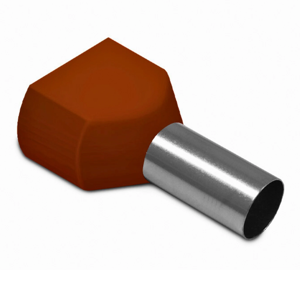 Kit Terminal Pré-isolado Tubular Duplo 10mm² | Marrom | 100 Peças