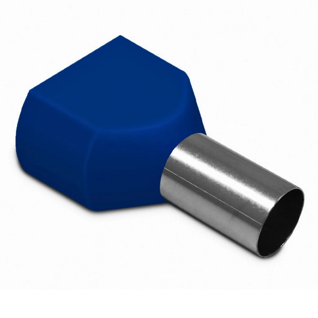 Kit Terminal Pré-isolado Tubular Duplo 16mm² | Azul | 100 Peças