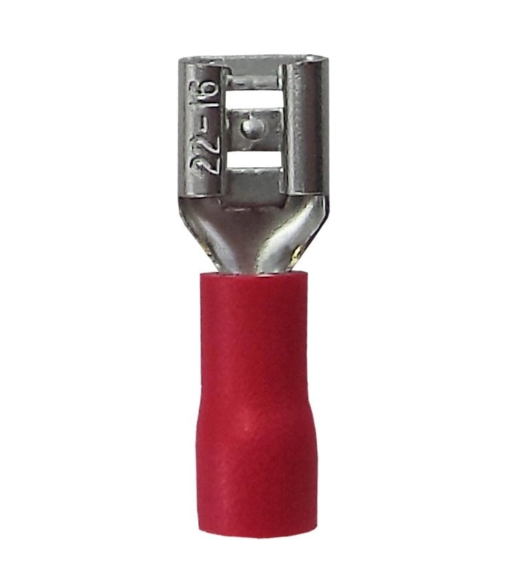 Kit Terminal Pré-isolado Faston Fdd | Fêmea | Lingueta 5,5mm | Cabo 1,5mm² | Vermelho | 100 Peças