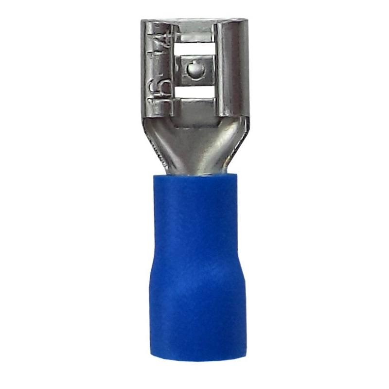 Terminal Pre Isolado Fêmea 6,3mm 1,50-2,50 Mm² Azul 100 Peças