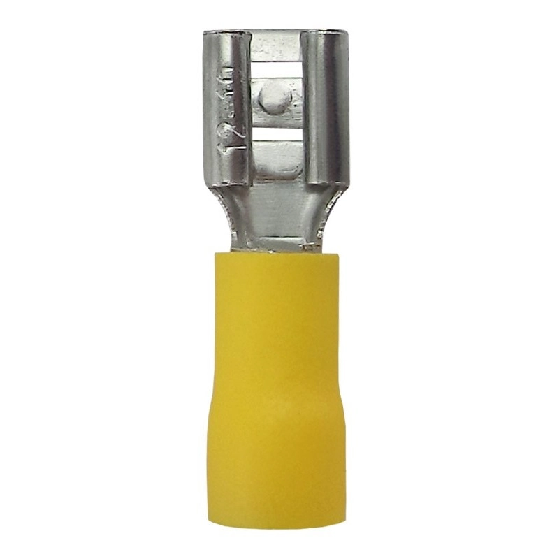 Terminal Pre Isolado Fêmea 6,3mm 4,00-6,00 Mm² Amarelo 100 peças