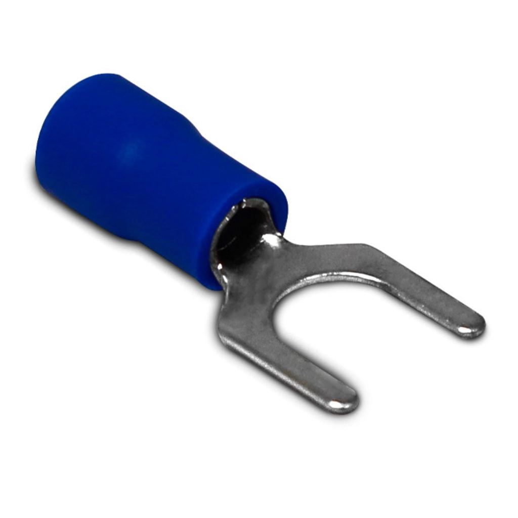 Kit Terminal Pré-isolado Sv Forquilha 6,5mm | Cabo 2,5mm² | Azul | 100 Peças